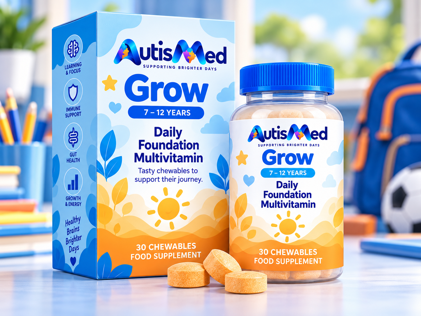 AutisMed Grow Daily Foundation Multivitamin, 7–12 years